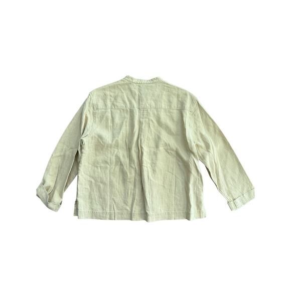 NWT J.Jill Women's Tan 100% Linen Long Sleeves Button Front Shirt Top Size MP - Picture 4 of 5